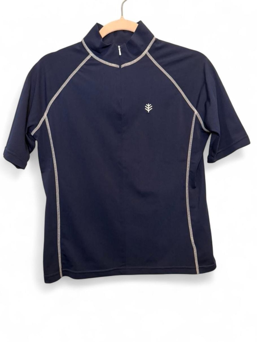 Coolibar UPF 50+ Quarter Zip Short Sleeve Swim Rash Guard Navy Men’s Small